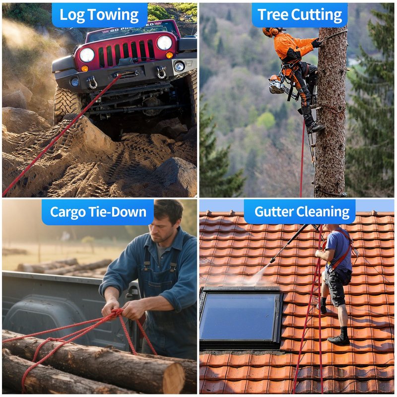 150Ft 1/2 Inch Heavy Duty Climbing Rope - for Tree Swing, Pulling, Outdoor & Gym Use (Red)