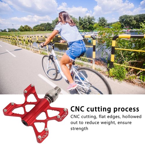 Gavigain 1 Pair Quick Release Pedals, Aluminum Alloy Bike Bearing Pedals, Pedals for Road Mountain Folding Bikes (Red (Boxed))