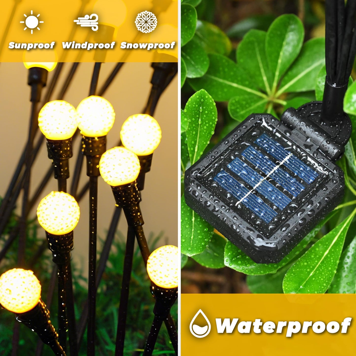 Solar Firefly Lights Outdoor,4Packs 32LEDs,Firefly Lights Outside for Garden Yard Patio Decor,Solar Outdoor Fairy Garden Light,Gardening Landscape Decor