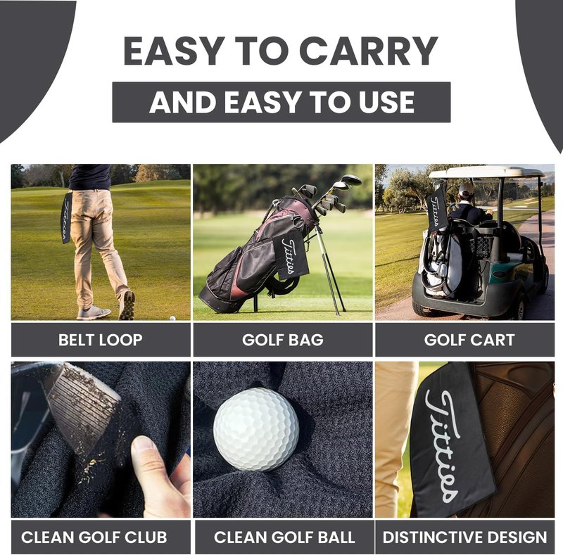 Syren Premium Black Funny Microfiber Towel with Holder Clip - Exclusive Golf Accessory for a Fun Golfing Experience