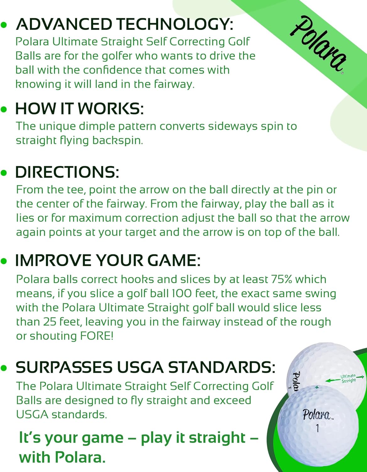 Polara Self-Correcting Golf Balls - High-Performance Anti-Slice & Hook Correction | Soft Feel & Maximum Distance