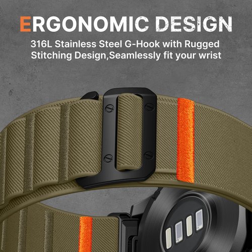 Bandletic Compatible with Garmin Fenix 8 51mm Band - 26mm Quick Fit Soft Stretchy Loop Bands with G-Hook for Fenix 7X 6X Pro/5X Plus/3/3 HR/Instinct 2X Solar 3 50mm /Enduro/Quatix 6X/Tactix/Epix Pro 2