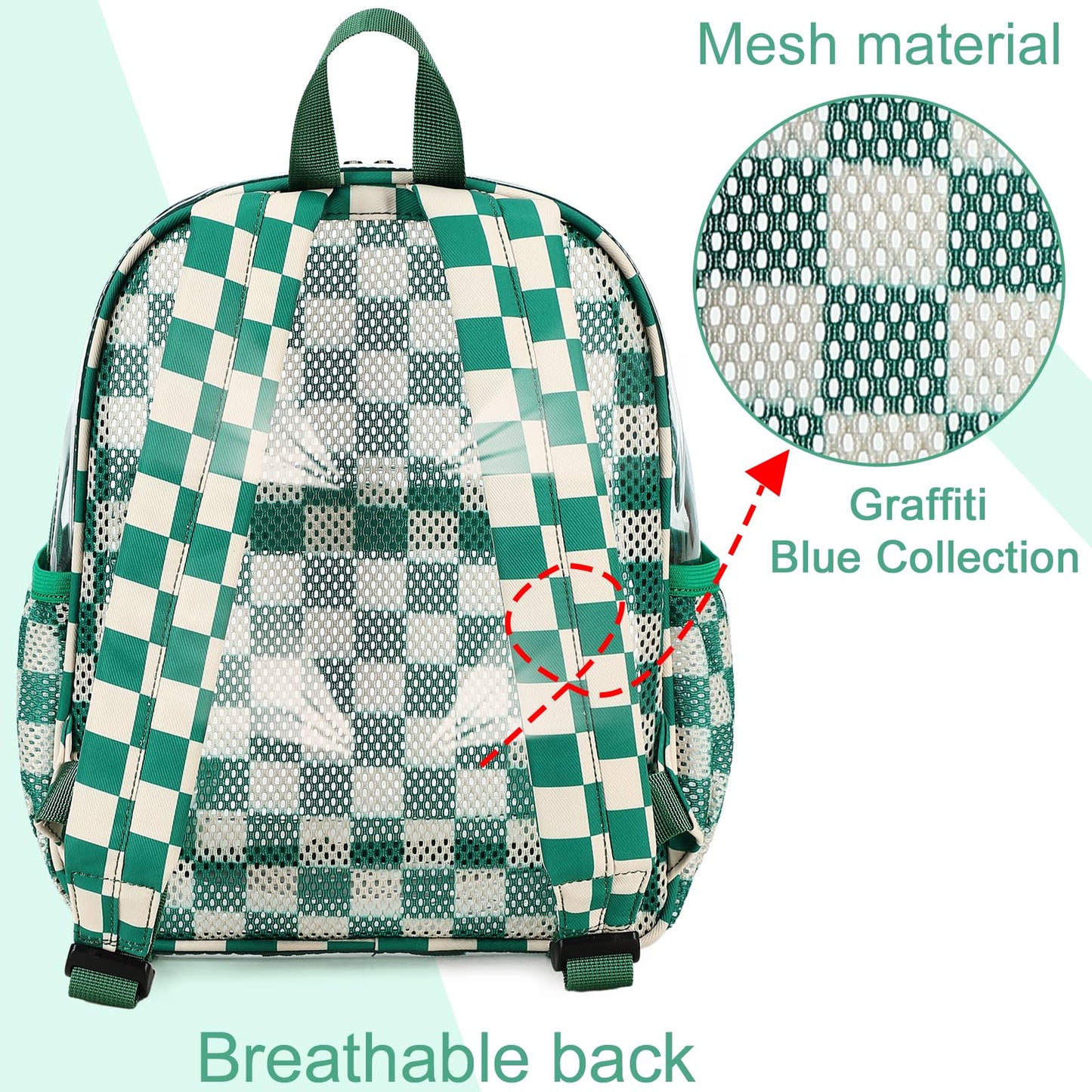 BTOOP Clear Mini Backpack for Stadium Events 12x12x6 Small Transparent Backpacks Plastic See Through Clear Bag for Concerts Work Festival Security Travel