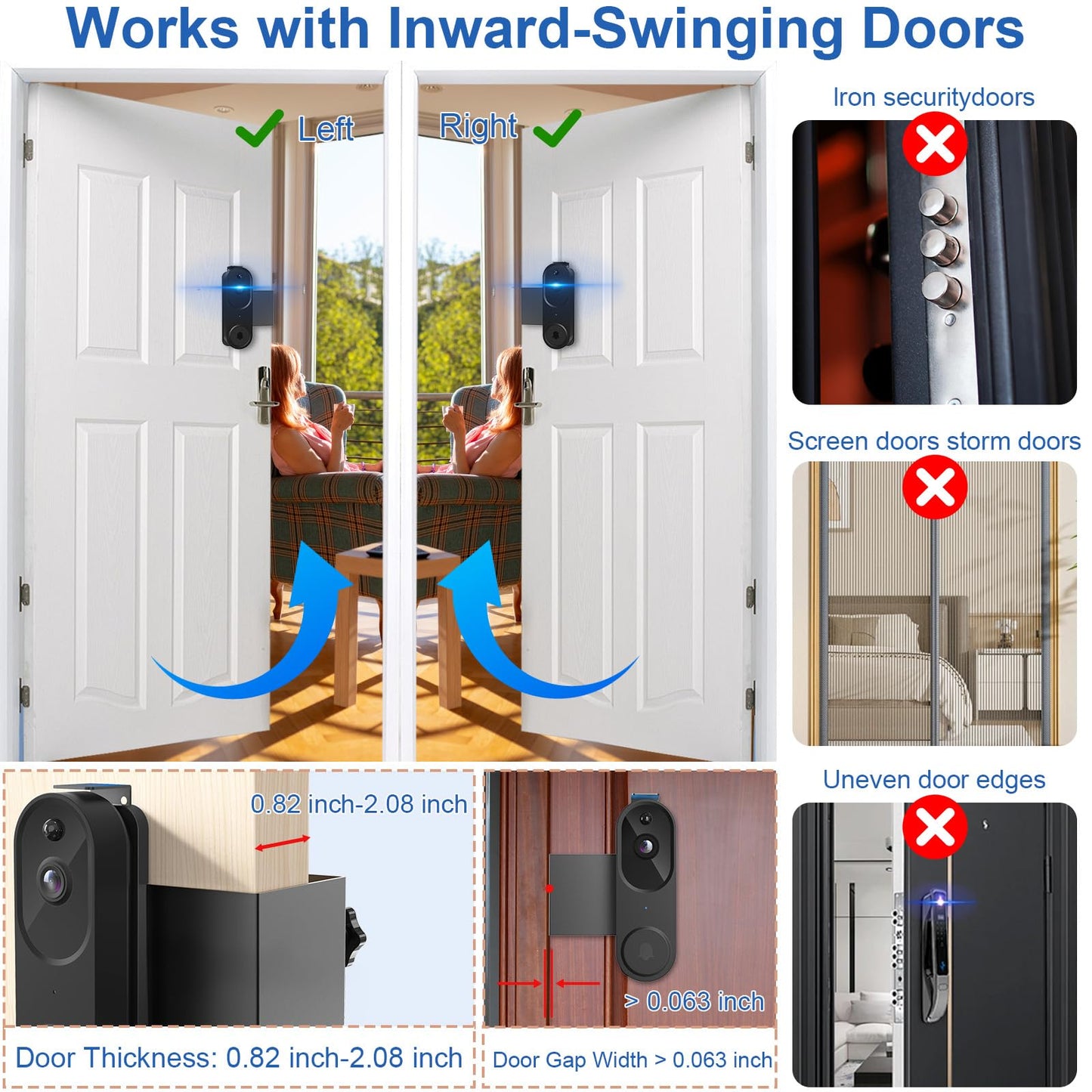 Anti-Theft Doorbell Mount No Drill Compatible with Orbitell Video Doorbell, Adjustable Mounting Bracket Holder Accessories for Apartment Rentals, Enhanced Protection Doorbell Mount Bracket