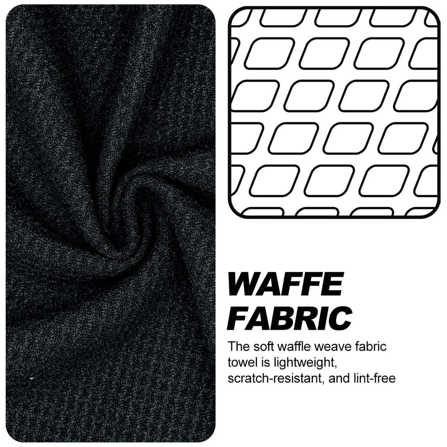 2-Pack Magnetic Golf Towel with Clip, Microfiber Waffle Design - Industrial Strength Magnet for Strong Hold to Golf Bags, Carts & Clubs - Black