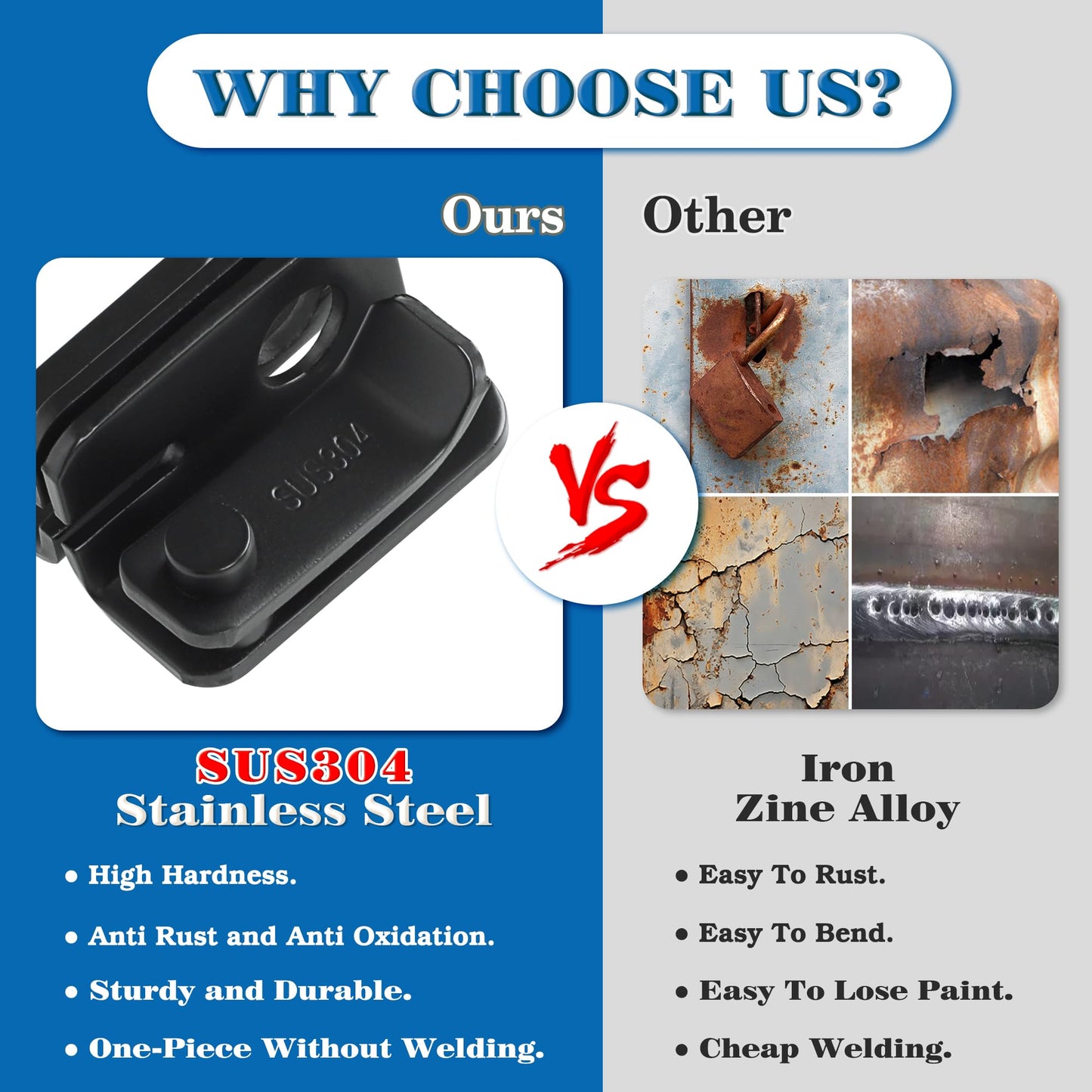 Alise Flip Latch,Gate Latches Slide Bolt Latch Safety Door Lock Catch for Barn Cabinet Pet Cage Fence Bathroom Garage Window,Heavy Duty SUS304 Stainless Steel Gate Hardware Locks,Matte Black,MS5007-B