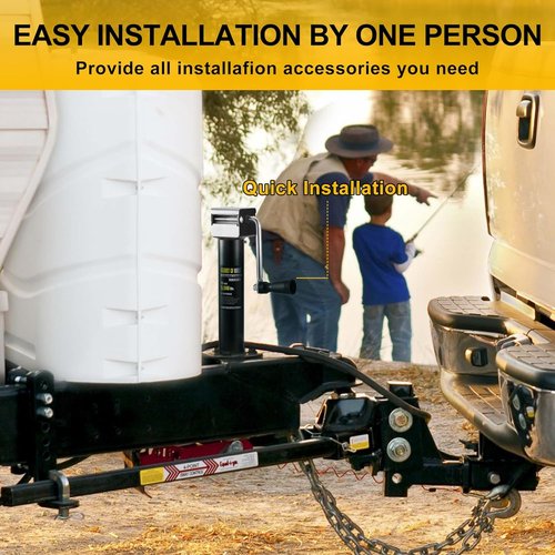 5000 lbs A-Frame Trailer Jack - Heavy Duty Side Wind Design with 15" Vertical Travel & Adjustable Drop Leg