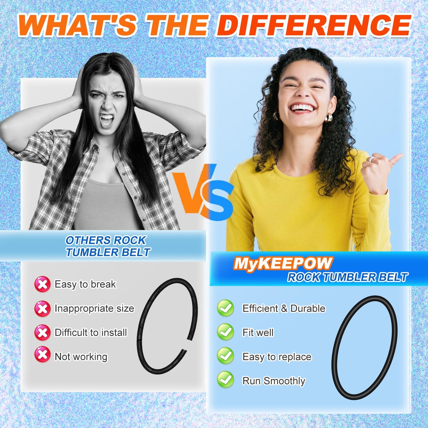 MyKEEPOW Rock Tumbler Belts Compatible with KomeStone Rock Tumbler Model K1 & K1 Pro & K3, 6 Pack (Not fit for K2 Elite Rock Tumbler)