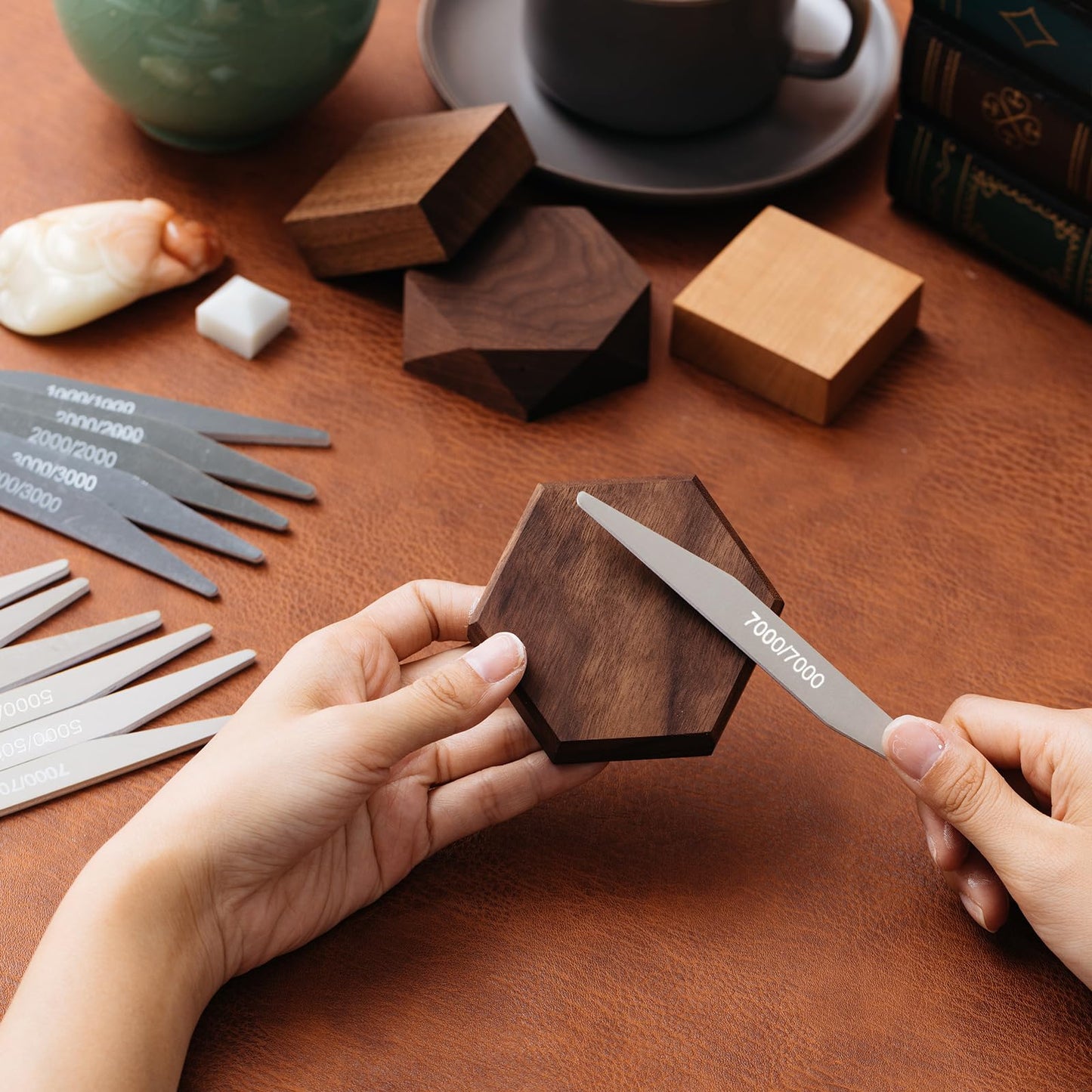 Wonderjune 40 Pcs Model Sanding Sticks Set Include 10 Polishing Sticks Assorted 30 Double End Matchsticks Fine Detailing Sanding Twigs Coded Abrasive Tools for Tight Spaces Models(Double Angle)