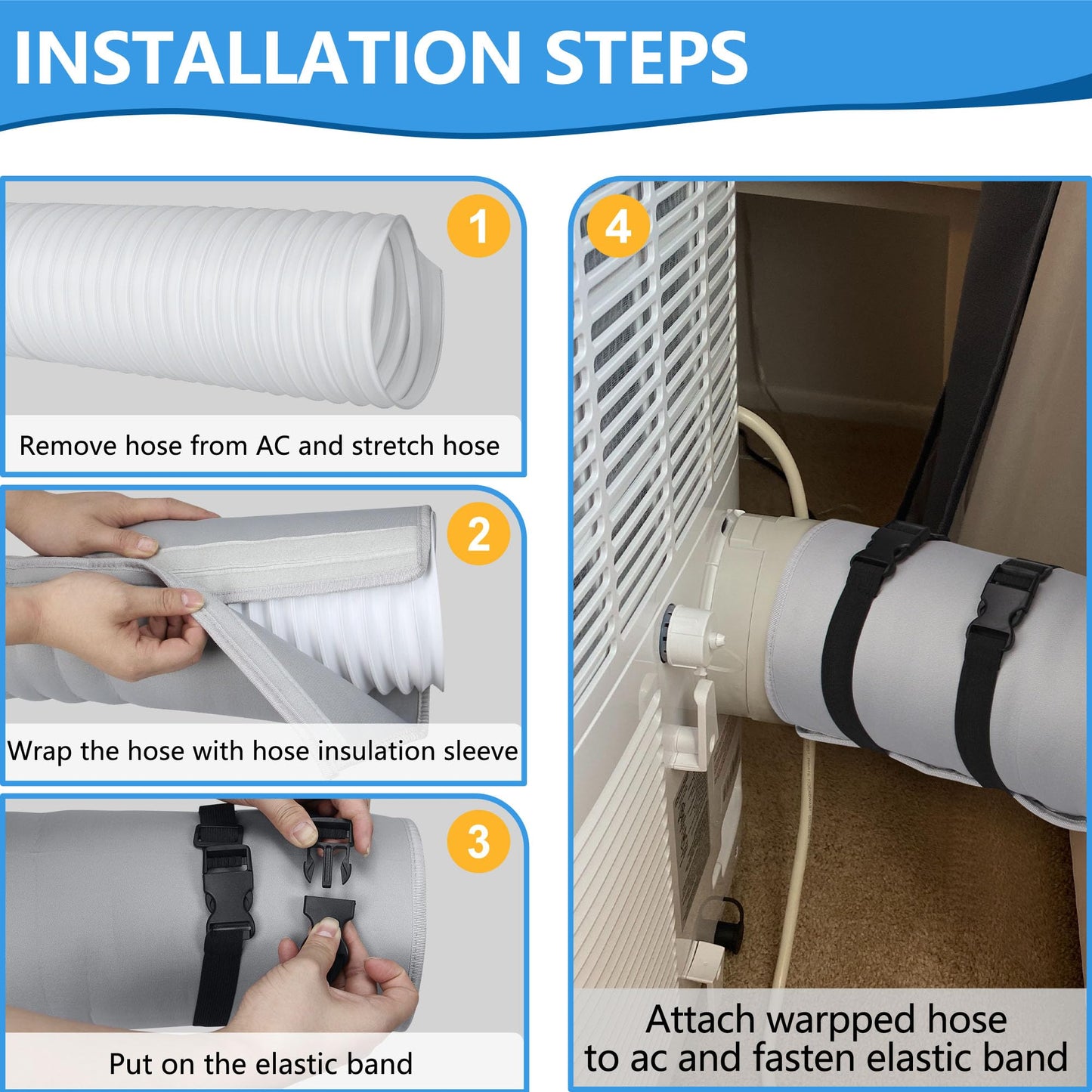 Portable Air Conditioner Hose Cover, Portable AC Hose Duct Vent Insulation Sleeve AC Hose Insulated Cover Wrap for 5" & 5.9" Diameter AC Exhaust Hoses Tube for Heat Reduction