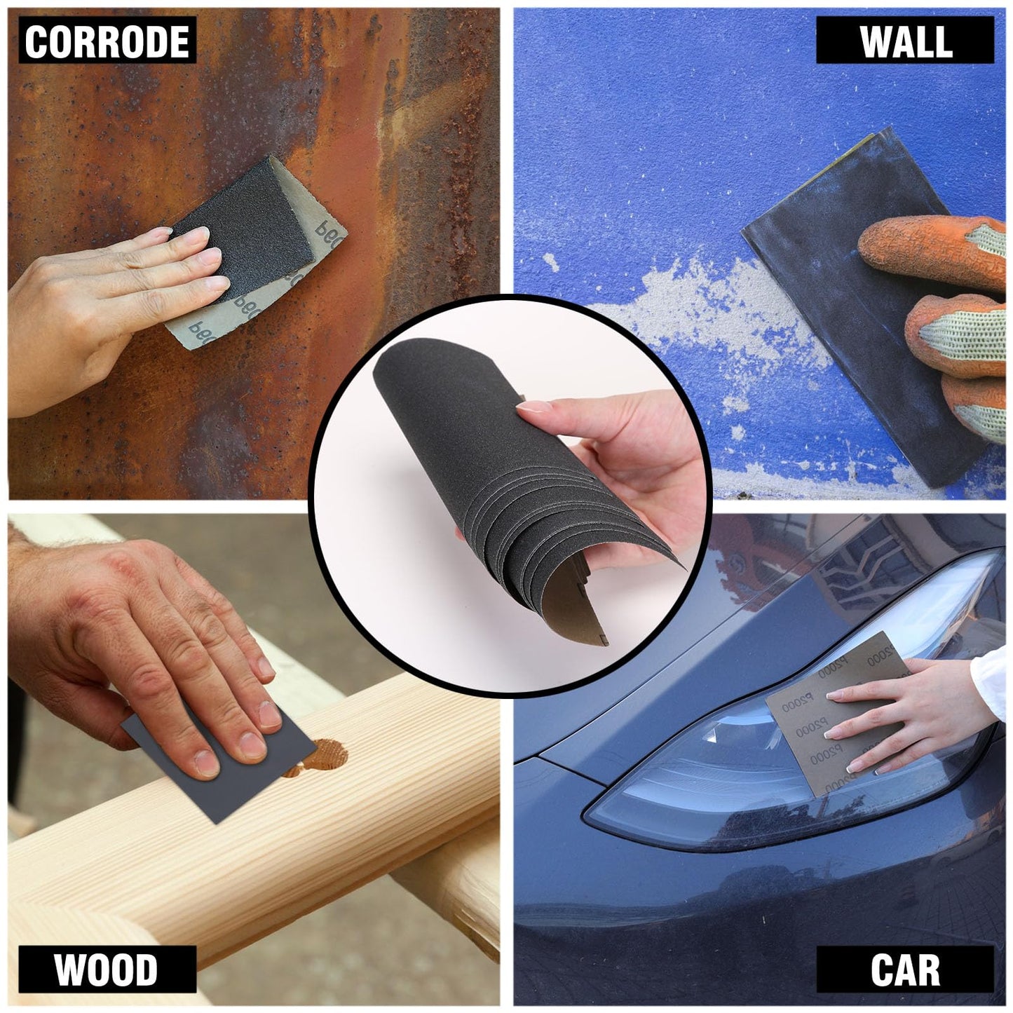 MAXMAN 1/4 Sheet Sandpaper Sheets, 30Pcs 220 Grit Sandpaper, 4.5" x 5.5" Size Wet Dry Silicon Carbide, Palm Sander Sanding Pads, Latex Paper Backing, Sand Paper for Wood Furniture, Automotive, Metal