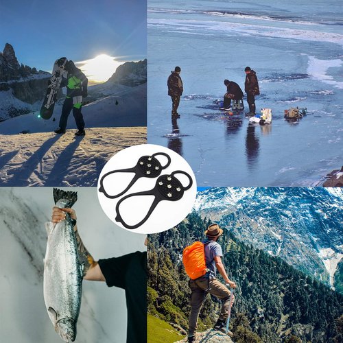 Gripper Spike, Treeresea Universal Non Slip Gripper Spikes for Shoes, Shoe Ice & Snow Grips for Ice Sports- Anti Slip Rubber Grips with Steel Studs Crampon(2 Pairs)