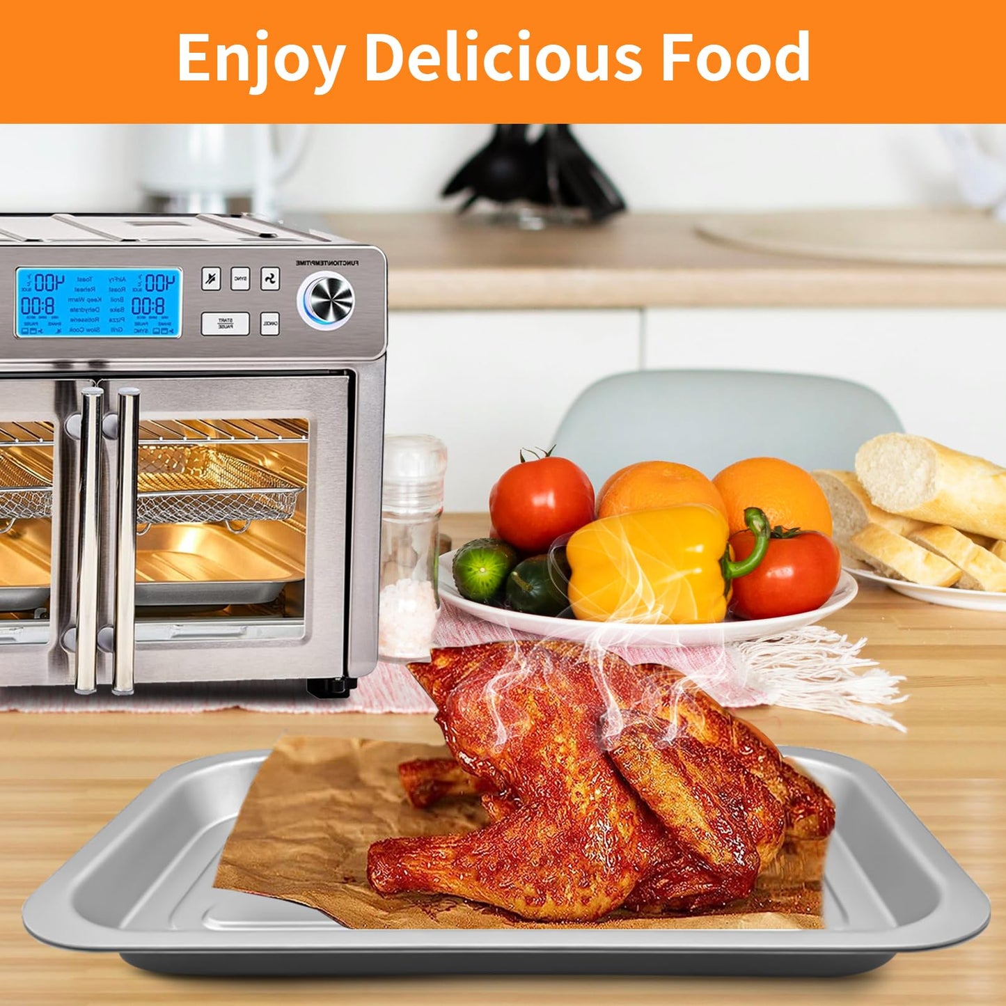 GWY Air Fryer Tray for Emeril Lagasse Dual Zone 360 Air Fryer Oven 25 QT Extra Large, 11.5''×6.7'' Steel Air Fryer Accessories Grill Pan Grill Plate Crisper Plate Replacement Parts Rack