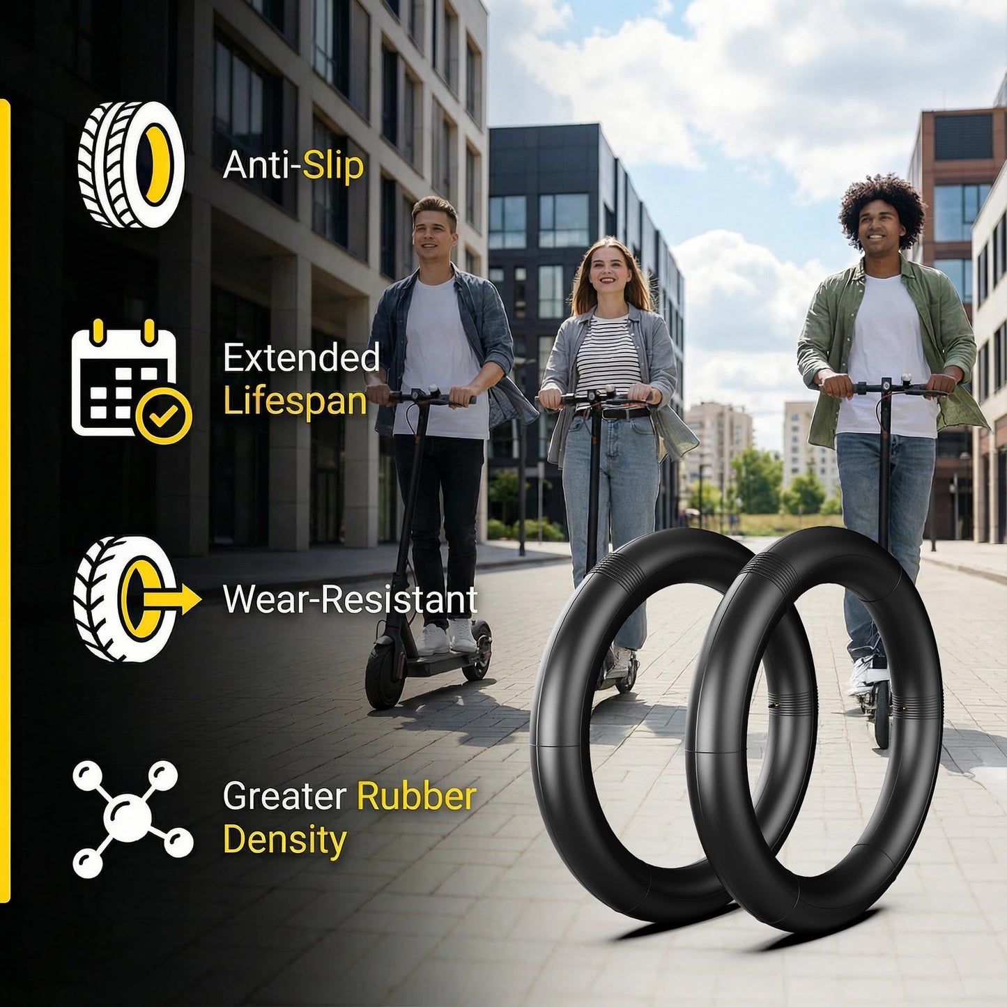 NAIXTYRE (2 Pack) 10x2.5,60/70-6.5 Thicker Inner Tubes. Replacement Wheels for Ninebot G30 Max/ G30 G30D/ G30LP Mobility Electric Scooters.