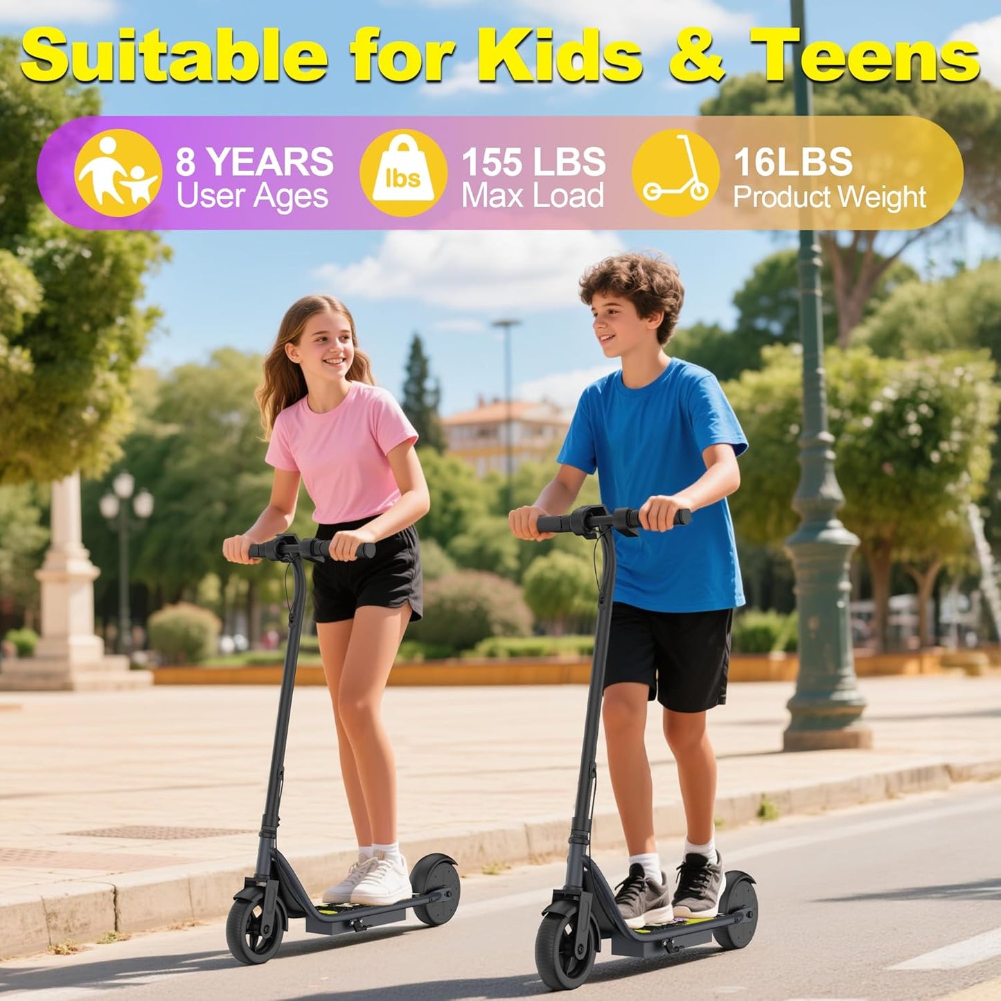VOLPAM Electric Scooter - Dual Suspension, 19/22MPH, 500W/800W Motor, Long Range Up to 60 Miles, Max Load 264 lbs