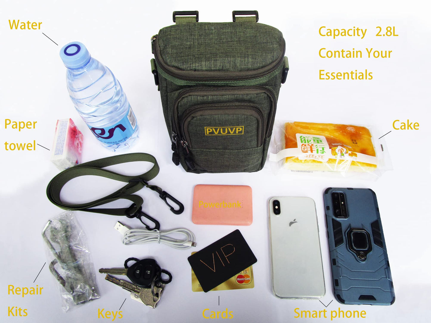 PVUVP Multifunctional 2.8L Bike Bag - Waterproof Front Bag for Road Bikes, Commuting, Outdoor, Travel & Camping