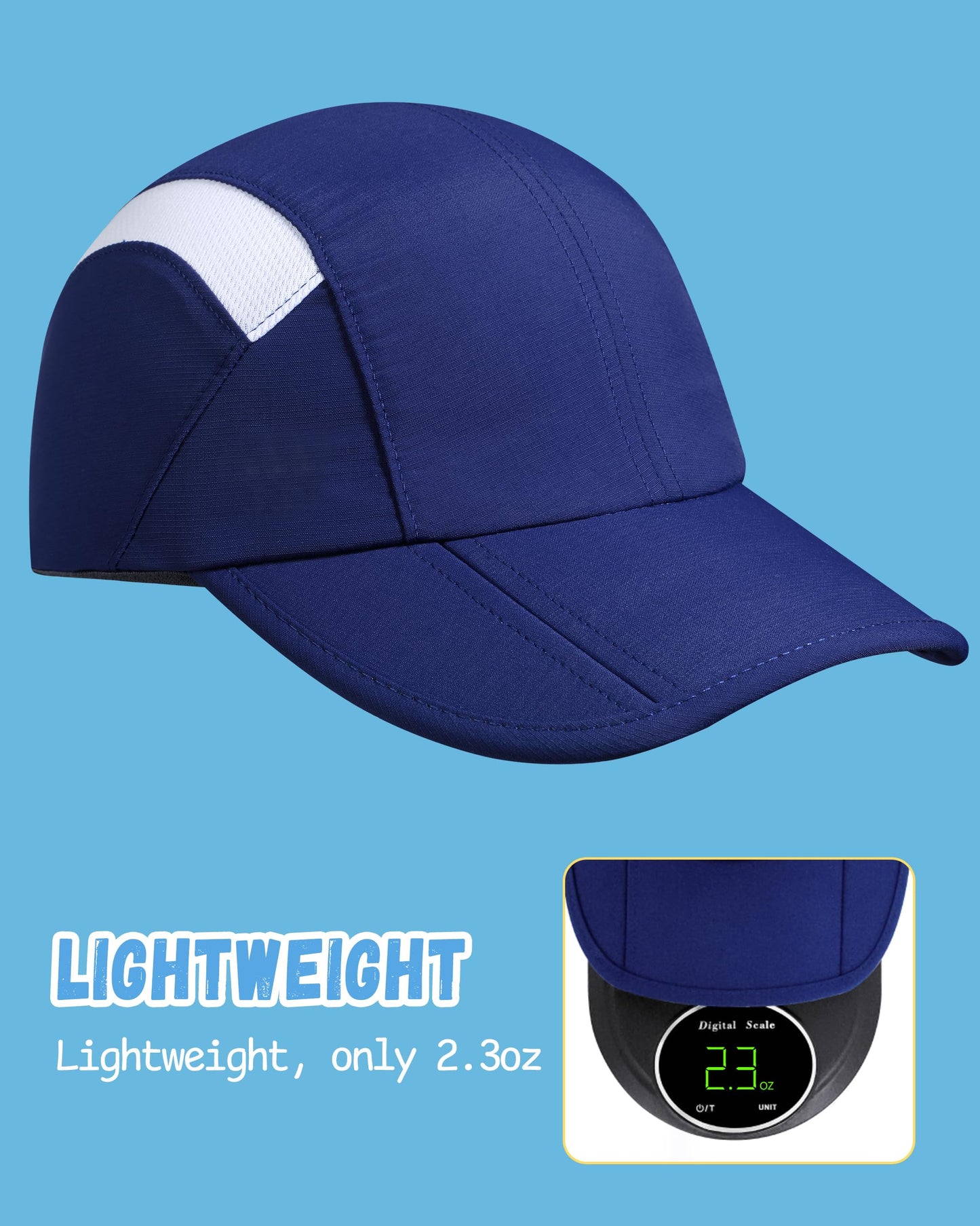 GADIEMKENSD Kids Hat, Foldable Toddler Baseball Cap, UPF50+ Sun Protection, Lightweight and Breathable, Quick Drying and Cool, Suitable for Boys or Girls 4-9T Blue