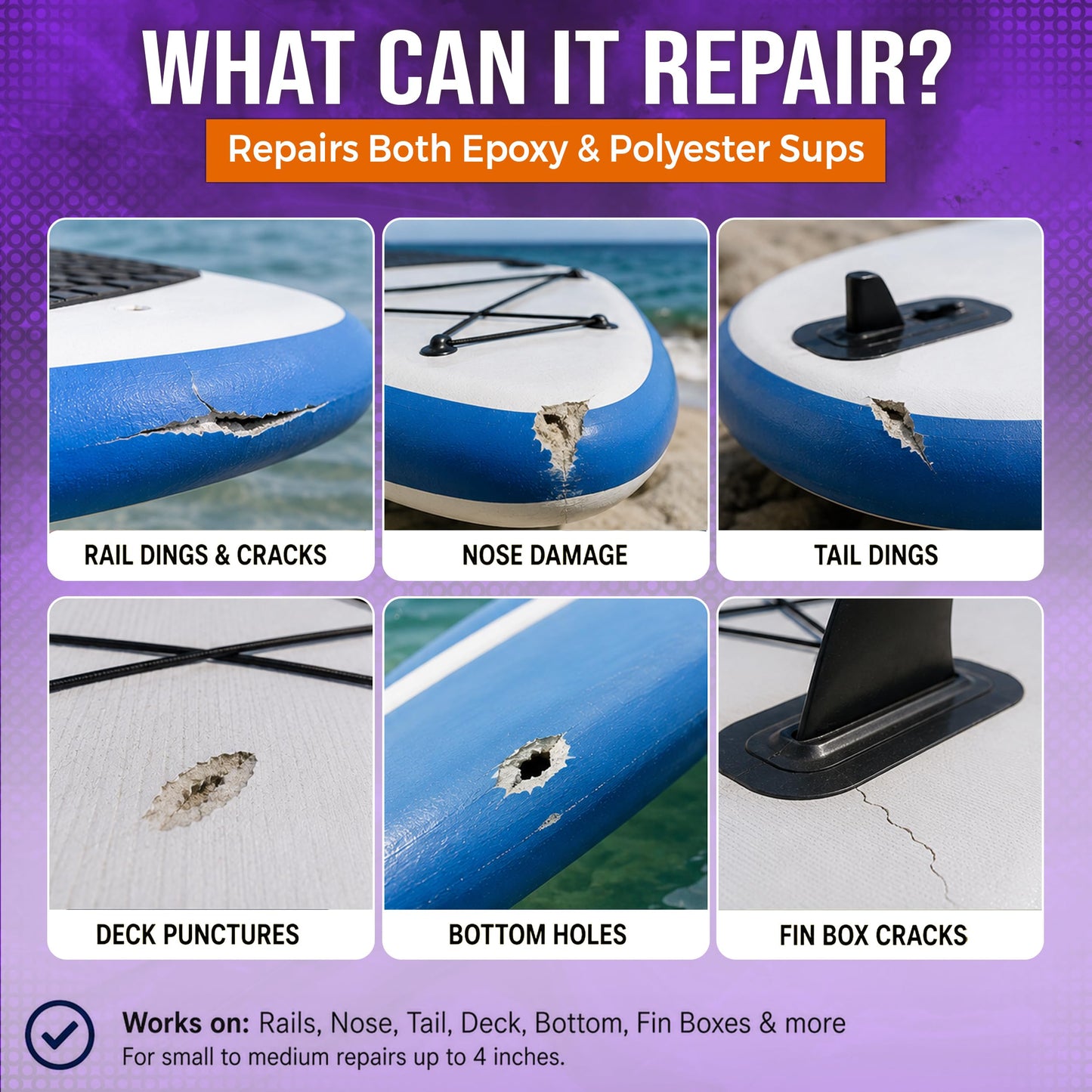 Ding All Super Stand Up Paddle Board (SUP) Epoxy Repair Kit with a Superior, Eco-Friendly and Non Yellowing Formula for Small to Medium Ding Repairs