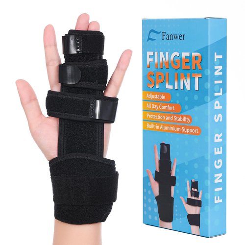 Fanwer 2 Finger Splint, Reversible Trigger Finger Splint, Adjustable Length Finger Brace, Knuckle Straightening Immobilizer for Broken Finger, Arthritis, Mallet Finger, Sprains, Tendonitis