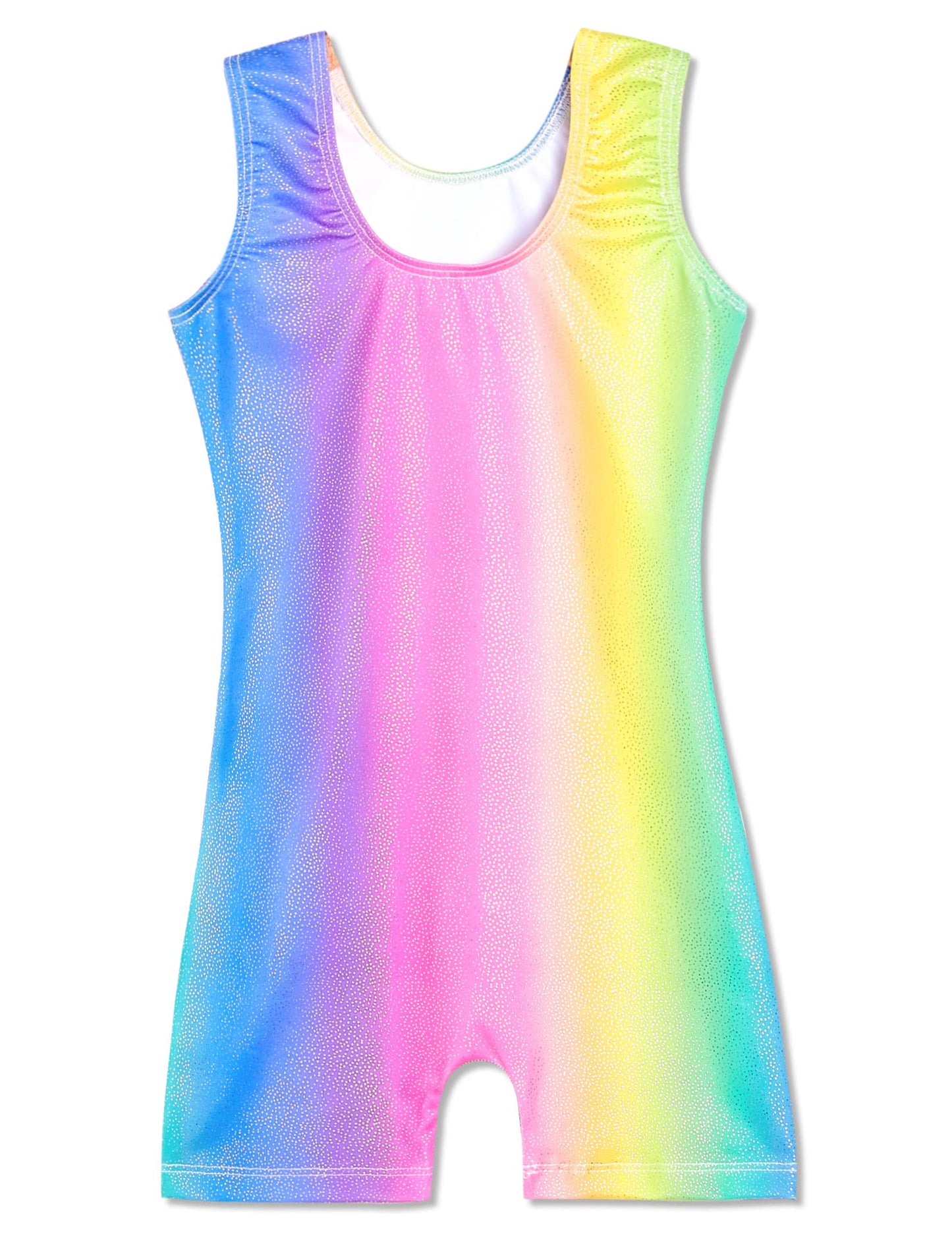 Domusgo Toddler Leotard for Girls Gymnastics Size 2t 3t Shiny Colorful Stripe Sleeveless Biketards