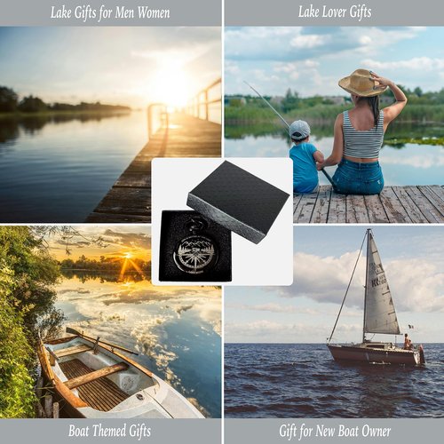MALLAbyLAMMA Life is Better at the Lake Pocket Compass Black Engraved, Lake Rules Keychain, Fun Lake Themed Gift for Lake Lover Birthday Holiday Christmas