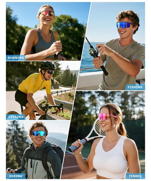 KALIYADI Polarized Sports-Sunglasses Men Cycling-Sunlasses: Lightweight Running Sun Glasses UV400 Protection Golf Fishing