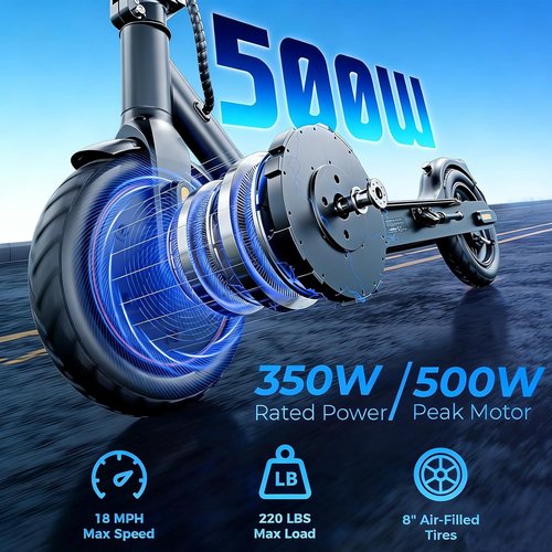 Electric Scooters | 500W Motor, 18 MPH Speed, 21 Miles Range - 8.5'' Tires for Adults & Teens