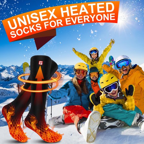 Heated Socks for Men Women - Rechargeable, Washable, Battery Heated Electric Socks Up to 10 Hours with 3 Heating Levels for Hunting, Camping, Hiking, Skiing, Fishing, Cycling, Outdoor Work