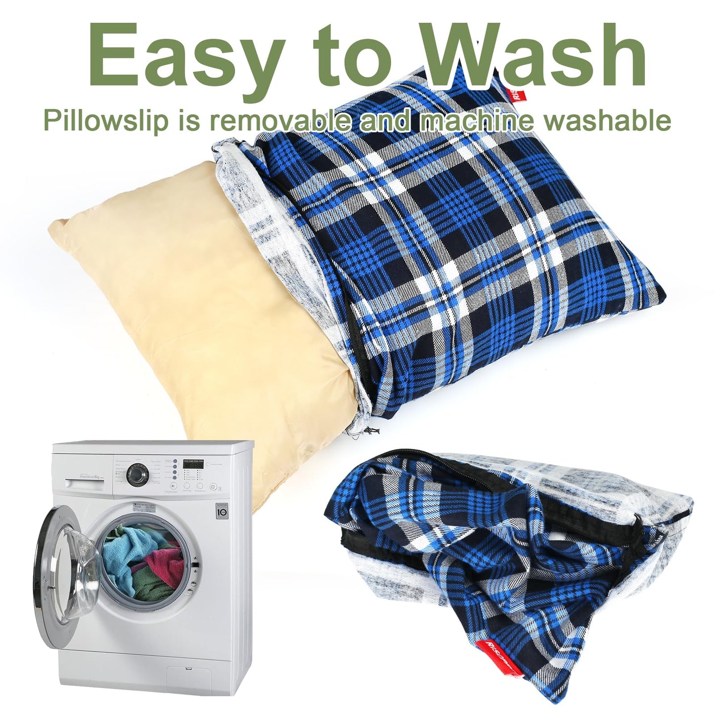RISEPRO Outdoor Camping Pillow Lightweight, Compressible, Flannel Travel Pillow Cases, Washable Removable Pillow Cover Camping and Backpacking Blue