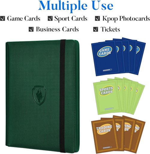 Fabmaker Premium 9 Pocket Card Binder - Sturdy Album for 540 Trading Cards | Dark Green Color