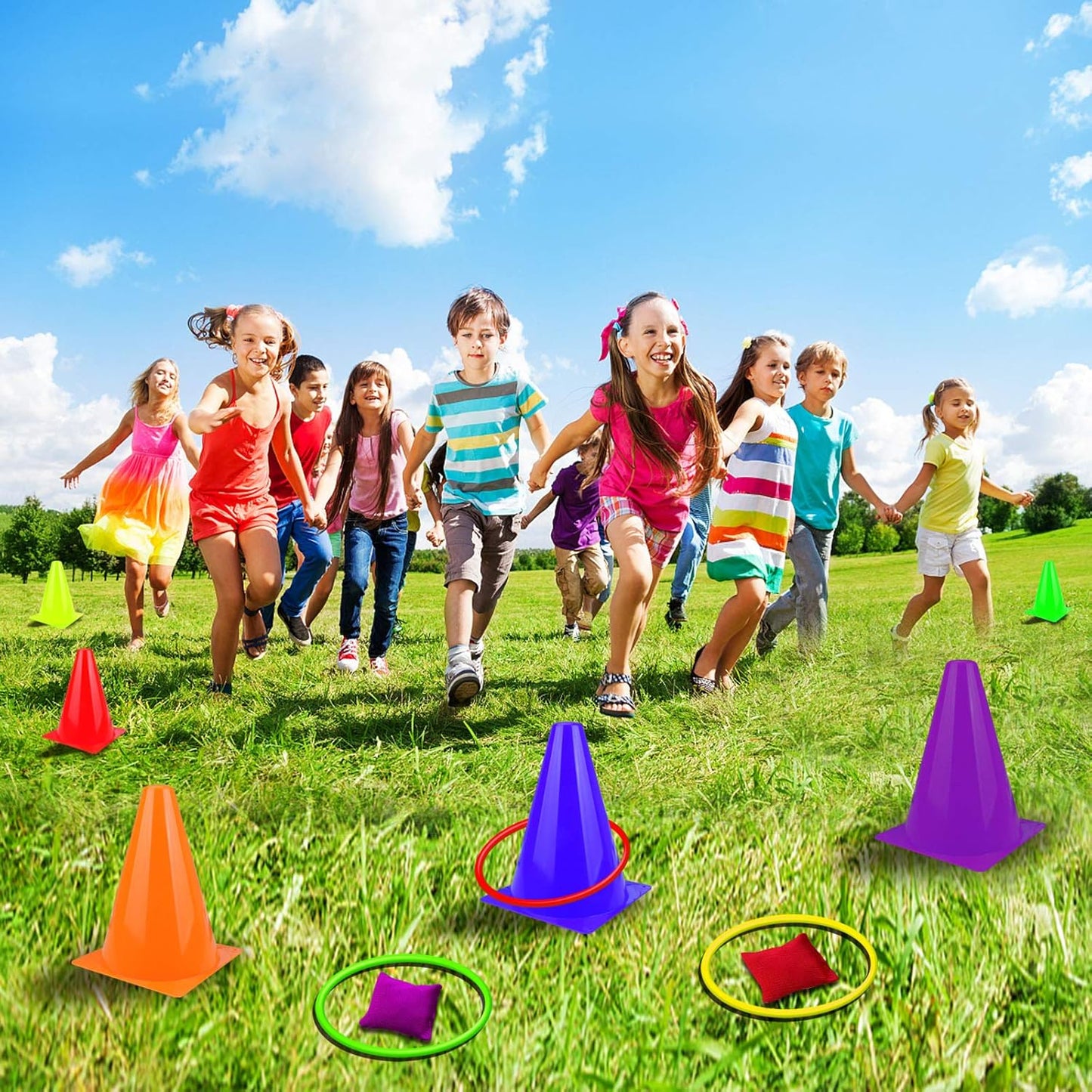 Unanscre 31PCS Carnival Outdoor Games Combo Set - Fun Ring Toss, Bean Bags & Cones for Kids | Perfect Birthday & Christmas Gift