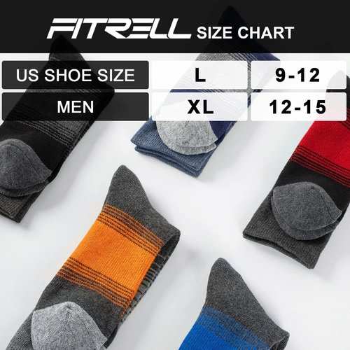 FITRELL Men's Merino Wool Hiking Socks - 4 Pack, Warm Thermal, Cushioned & Lightweight Boot Crew Socks