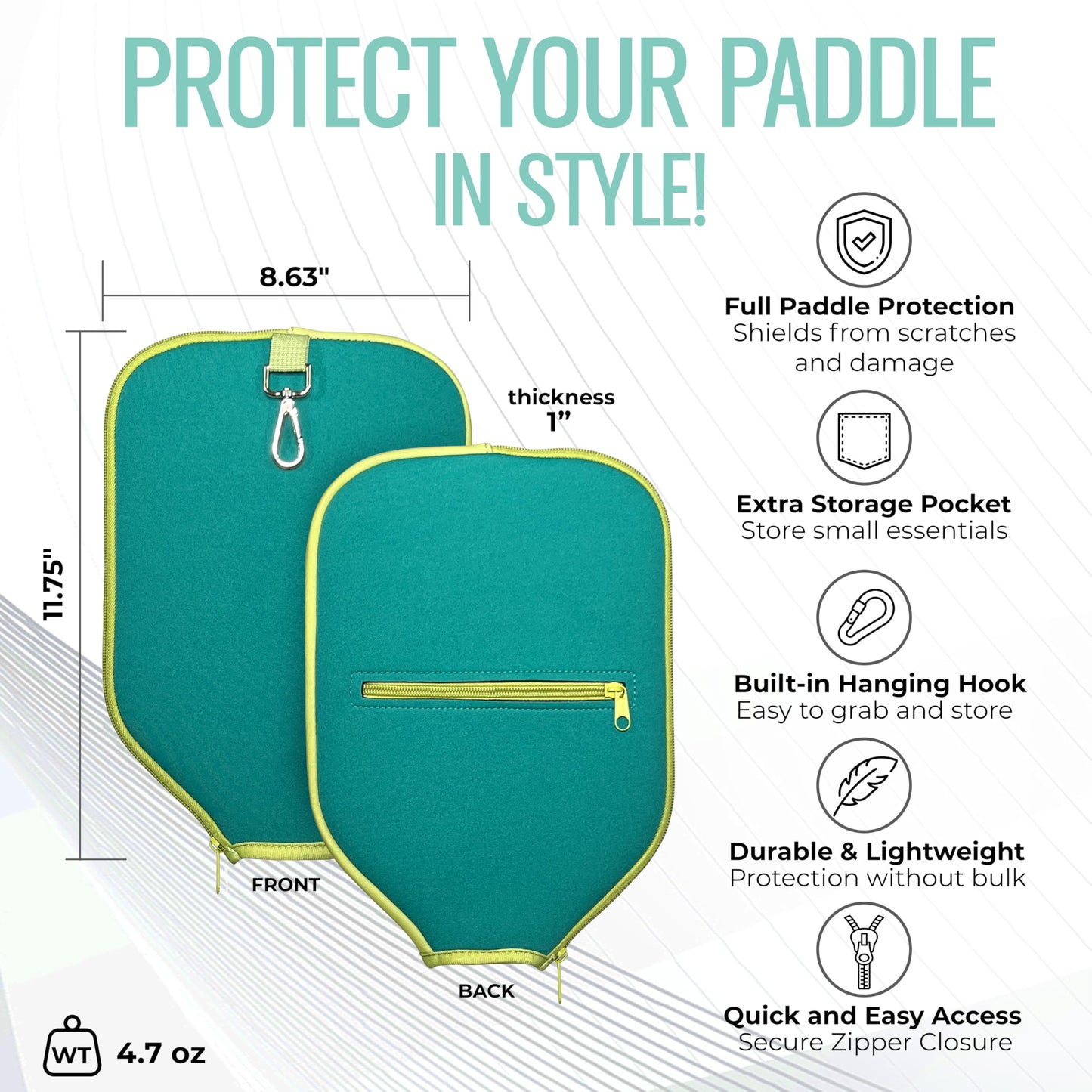 USAPA Approved Pickleball Paddle w/Neoprene Cover – Lightweight Fiberglass, 13mm Honeycomb Core for Power & Control – Durable, Stylish Design for All Ages & Skill Levels