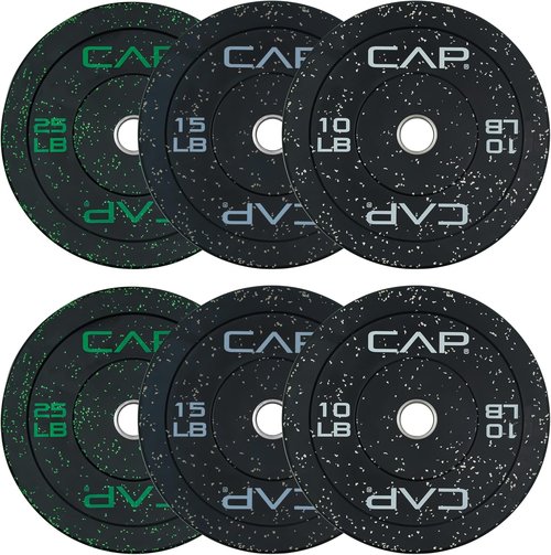 CAP 2-inch Olympic Bumper Plate Weight Set | 100-370 lbs | Multiple Colors | Storage Rack Optional
