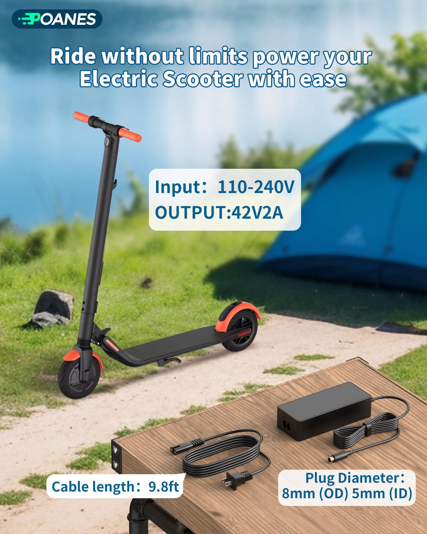 42V Charger for Segway Ninebot Scooters, Compatible with ES2 ES4 E22 F20 F25 F30 F40 D18 D28 D40 F2 F2 Plus F2 Pro and E2 Pro, NOT Compatible with E2 Plus or E2