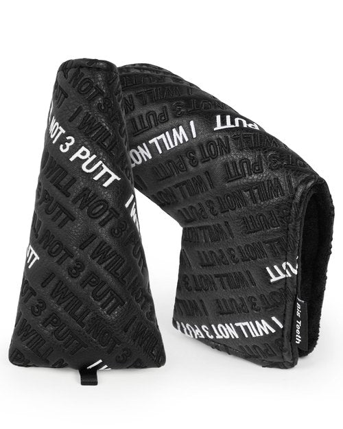 BIG TEETH Golf Putter Cover Blade Putter Headcover Red Club Protector Magnetic Bar Closure I Will NOT 3 PUTT Putter Cover