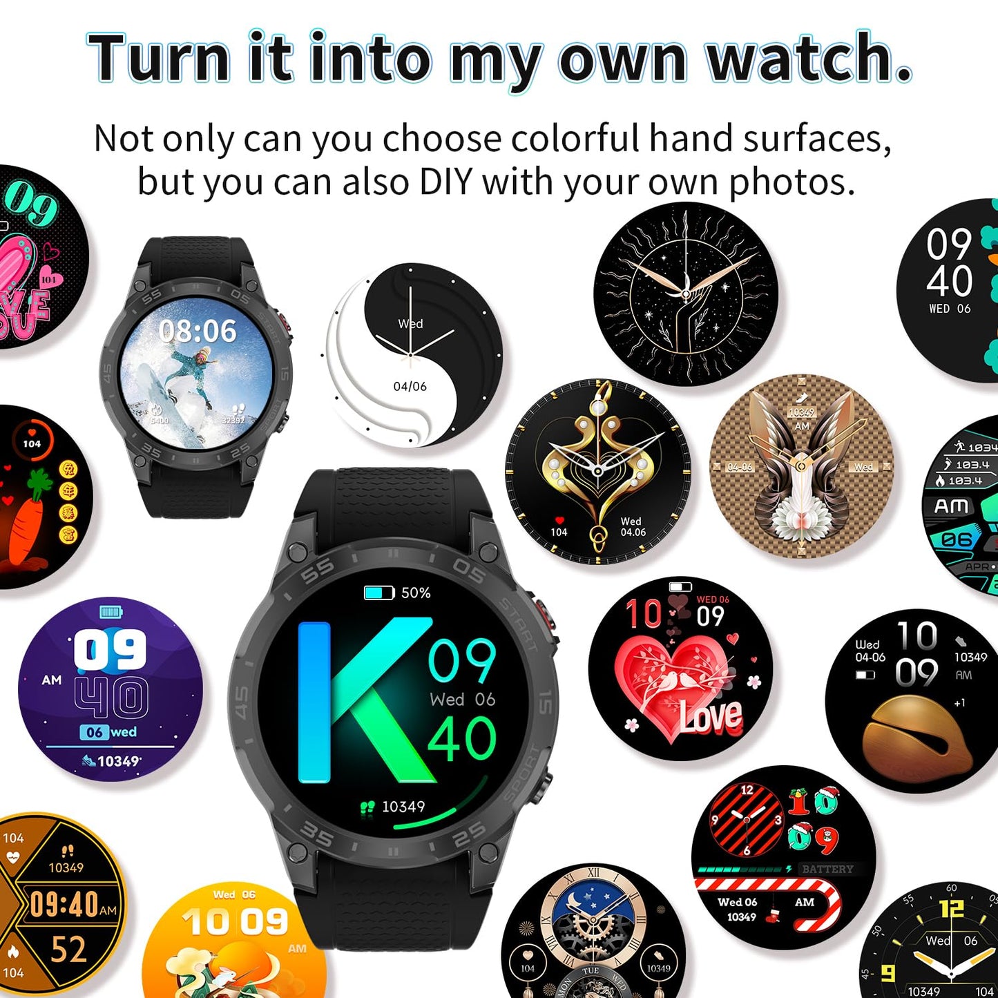 ZYVICXFJ Men's 1.85" Smartwatch with AI Voice | Waterproof Activity Tracker, Health Monitor, Multi-Sports Modes | Works with iPhone Android