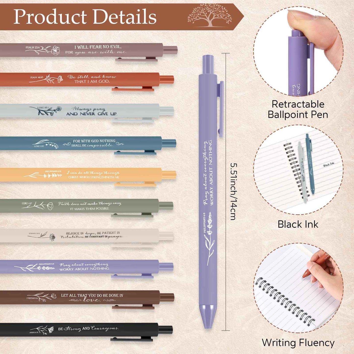 Kosiz 60 Pcs Christian Gift Bulk Prayer Journal Bible Verse Spiral Notebook with Ballpoint Tree of Life Religious Gift for Church Clergy Pastor Appreciation Sunday School Teacher (Neutral Color)