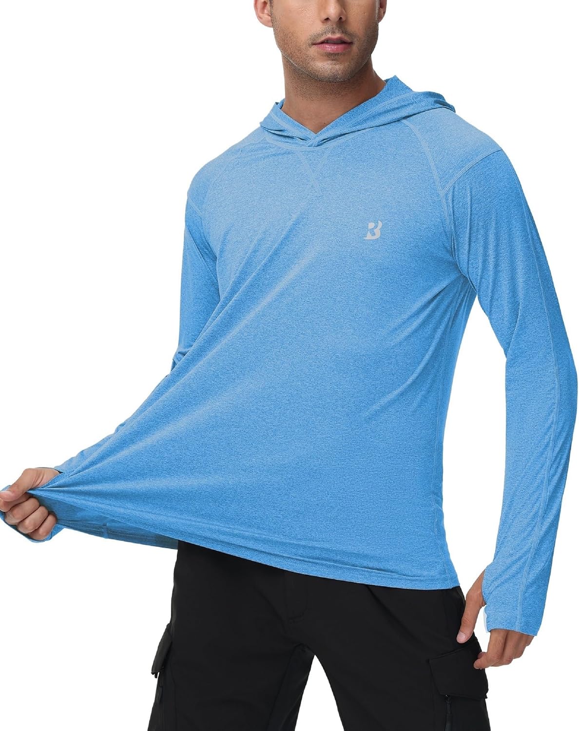 Roadbox Men's Fishing Shirt - UPF 50+ Long Sleeve UV Sun Hoodie for Hiking & Athletic Activities