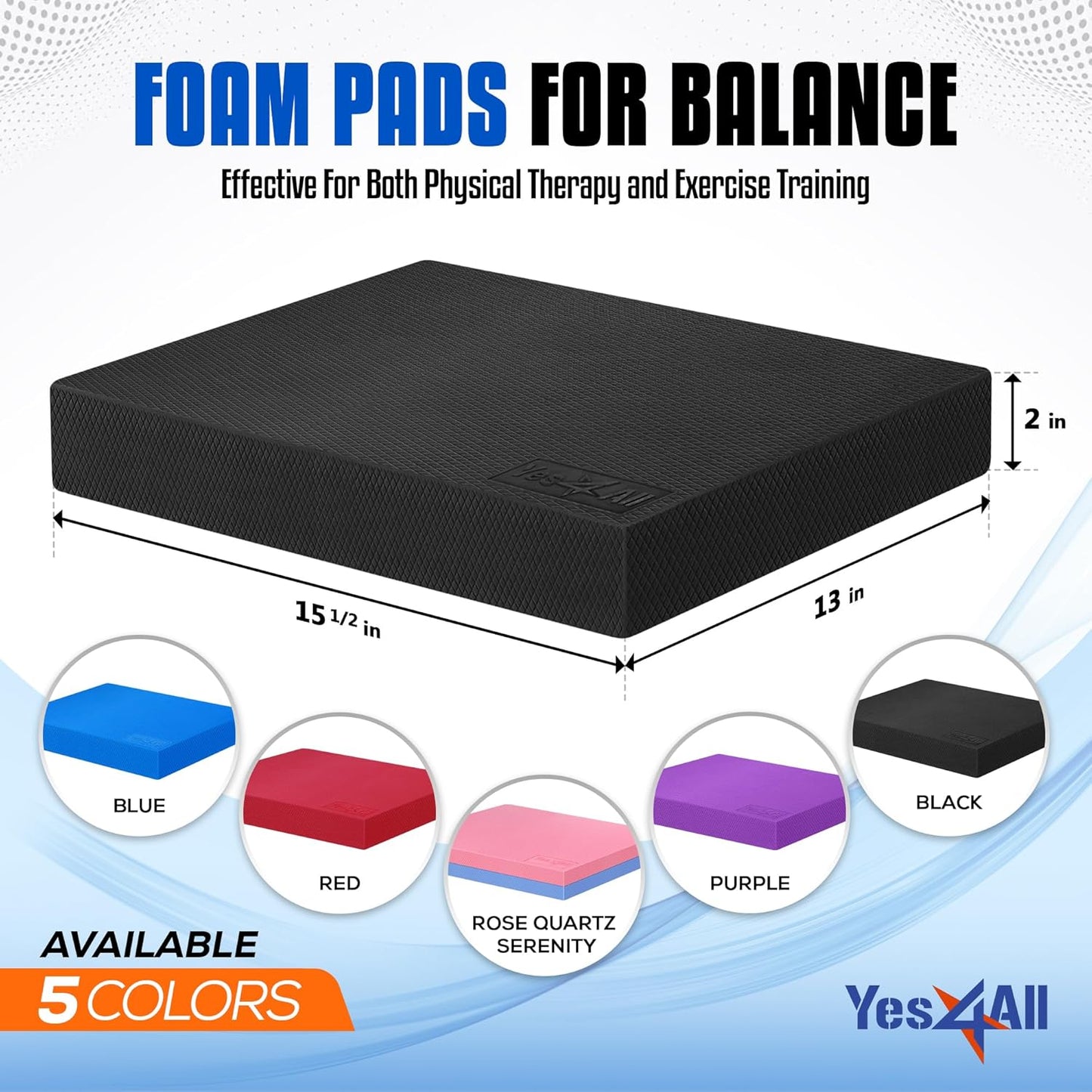 Yes4All Balance Pad - Nonslip TPE Foam for Fitness & Yoga | Available in L, XL, XXL - Multicolor Options