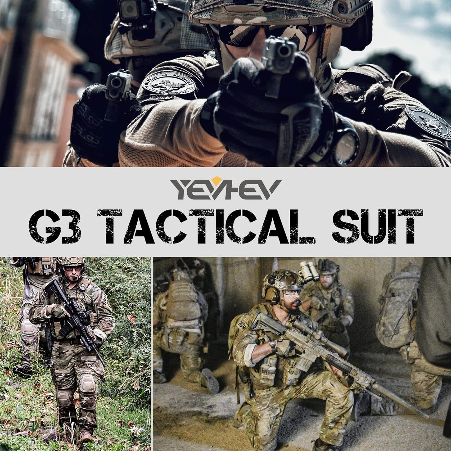 YEVHEV G3 Tactical Camouflage Shirt - Elbow Pads for Men | Perfect for Hunting & Paintball