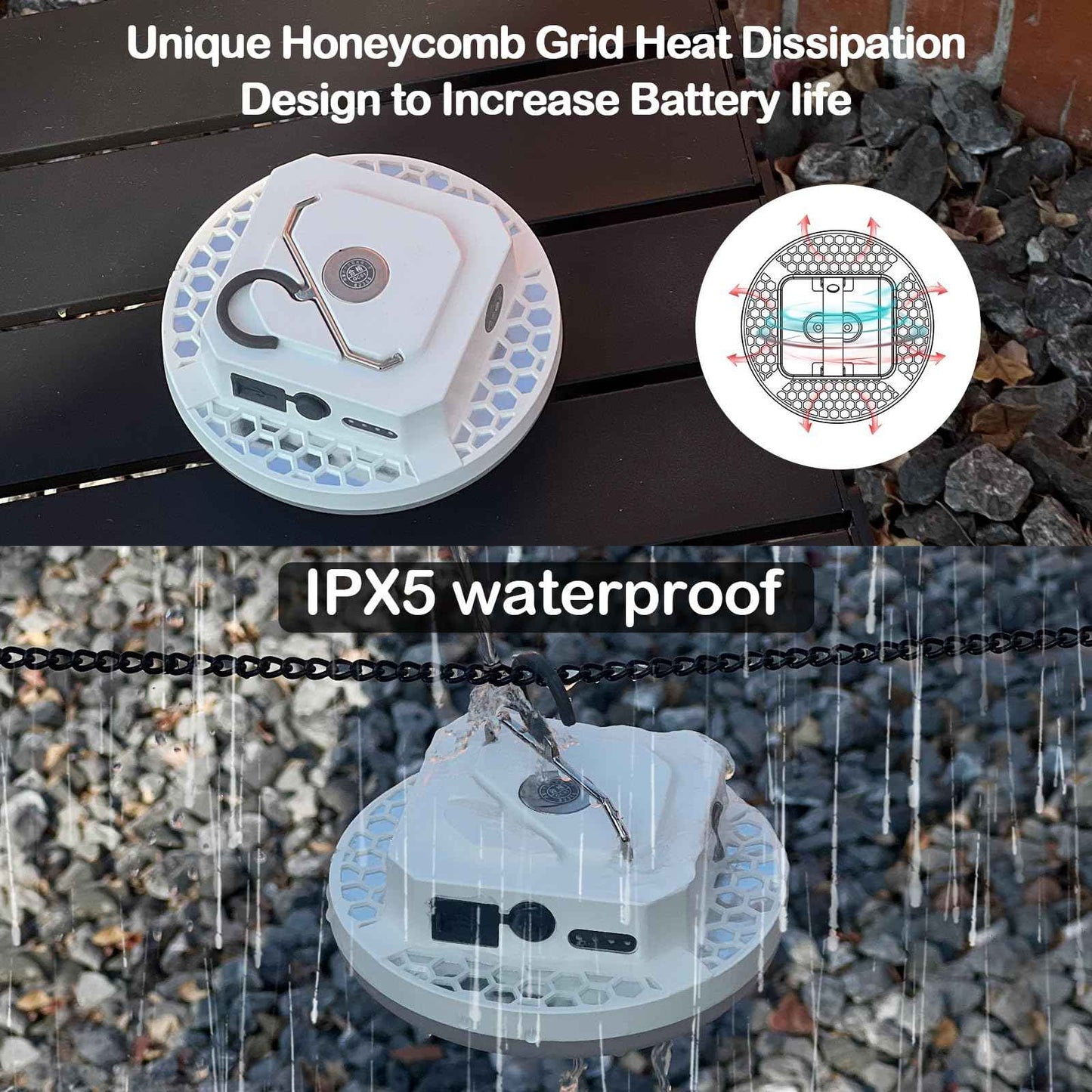 10000mAh Rechargeable Hanging Tent Lighting, Portable 30W 4000LM LED Camping Lantern with Magnet, 4 Lighting Modes, IPX5 Waterproof LED Flashlight for Emergency