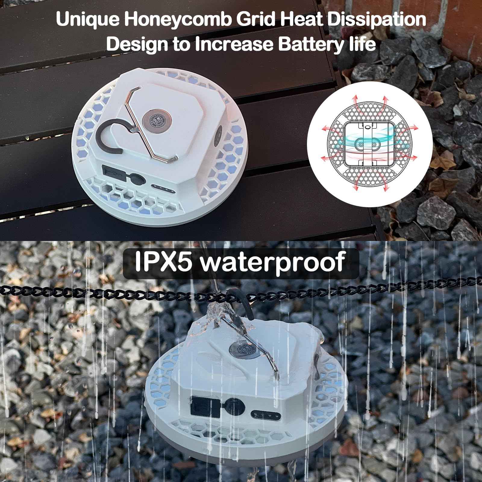 10000mAh Rechargeable Hanging Tent Lighting, Portable 30W 4000LM LED Camping Lantern with Magnet, 4 Lighting Modes, IPX5 Waterproof LED Flashlight for Emergency