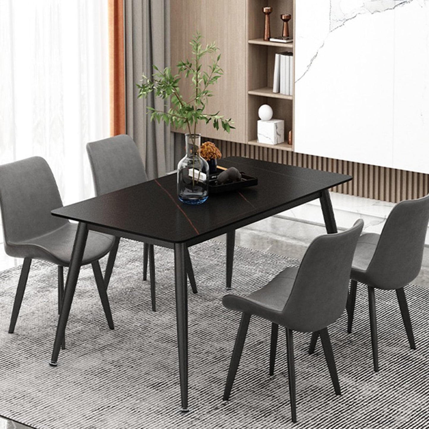 DEYEGELEA Modern Desk Frame 28" Industrial Metal Legs with Suction Cups, 6-Person Dining Table, 1500 lbs Weight Capacity. Available in Black with Dining Table Base Only