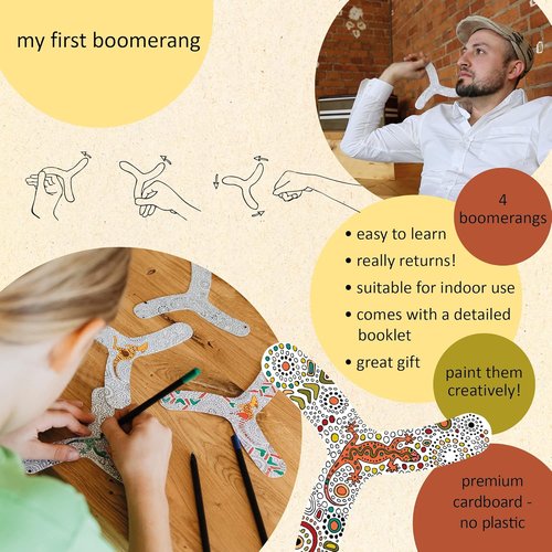 Boomerang | Beginner-Friendly Set for Kids - Perfect for Indoor & Outdoor Fun | 4-Pack