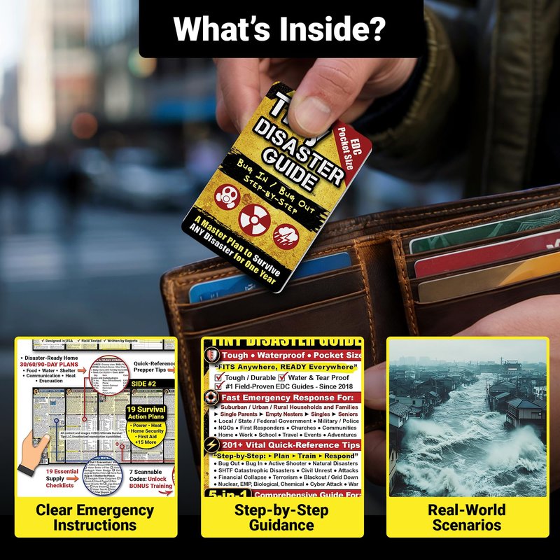 Tiny Disaster Guide – Pocket Emergency Preparedness Handbook for Survival, Safety, First Aid, Natural Disasters & Everyday Crisis Response, Pack of 1