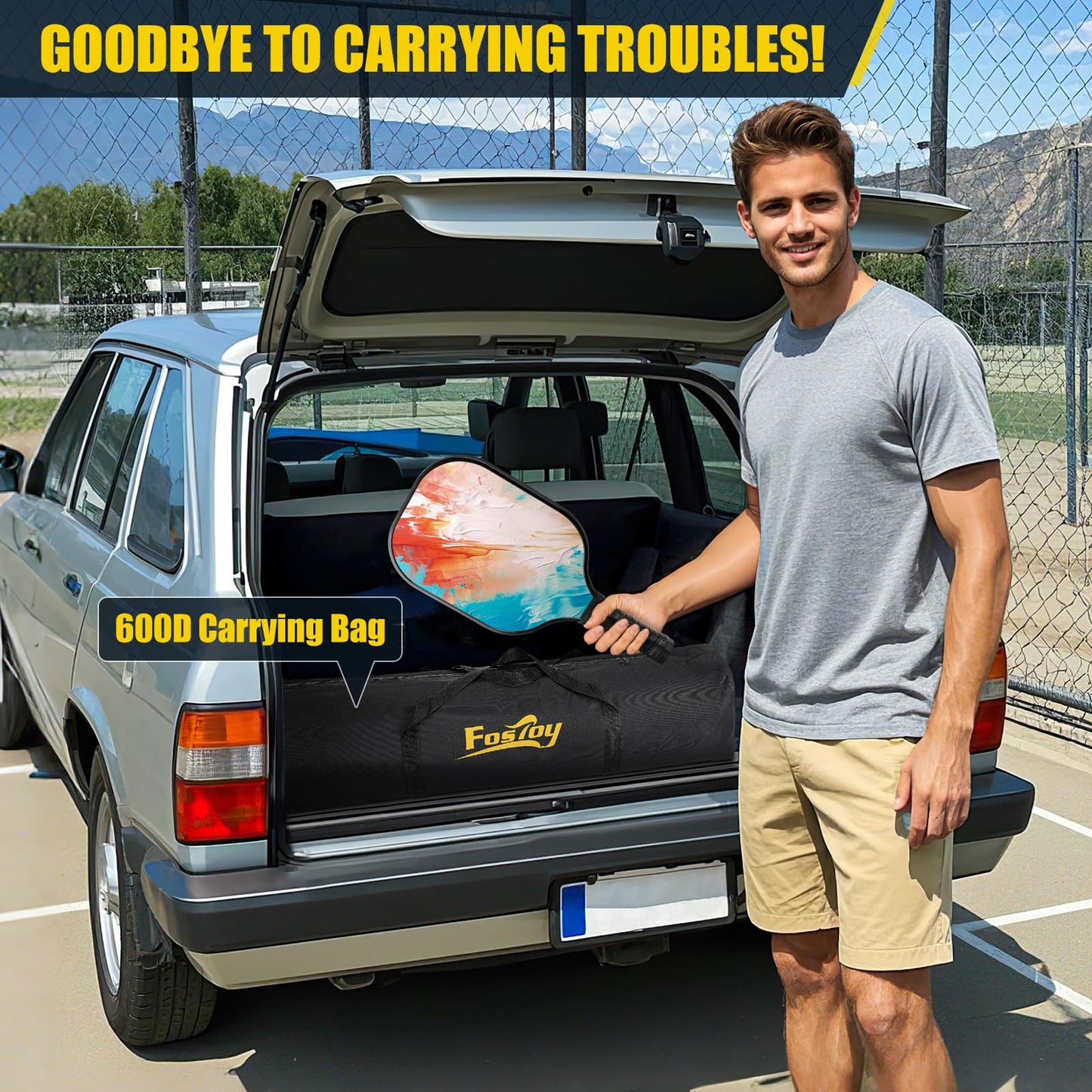 Pickleball Set Net with Wheels, Portable 3in1 Pickle Ball Net with Carry Bag- 3 Size Options, Designed for All Weather Conditions, Steady Metal Frame & Take Down for Practice & Games (Black&Yellow)