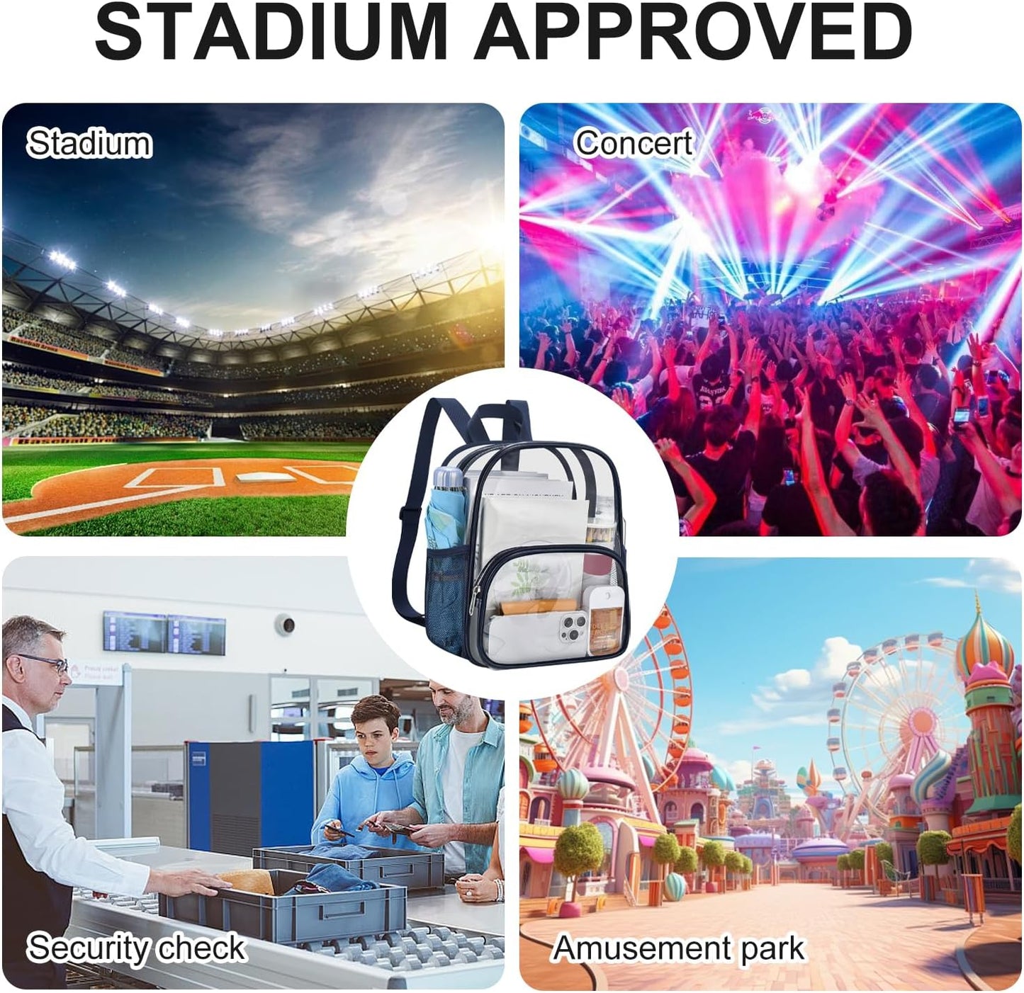 USPECLARE Clear Backpack - Stadium-Approved Small Bag for Concerts, Sports & Travel | 11.5x9.5x6