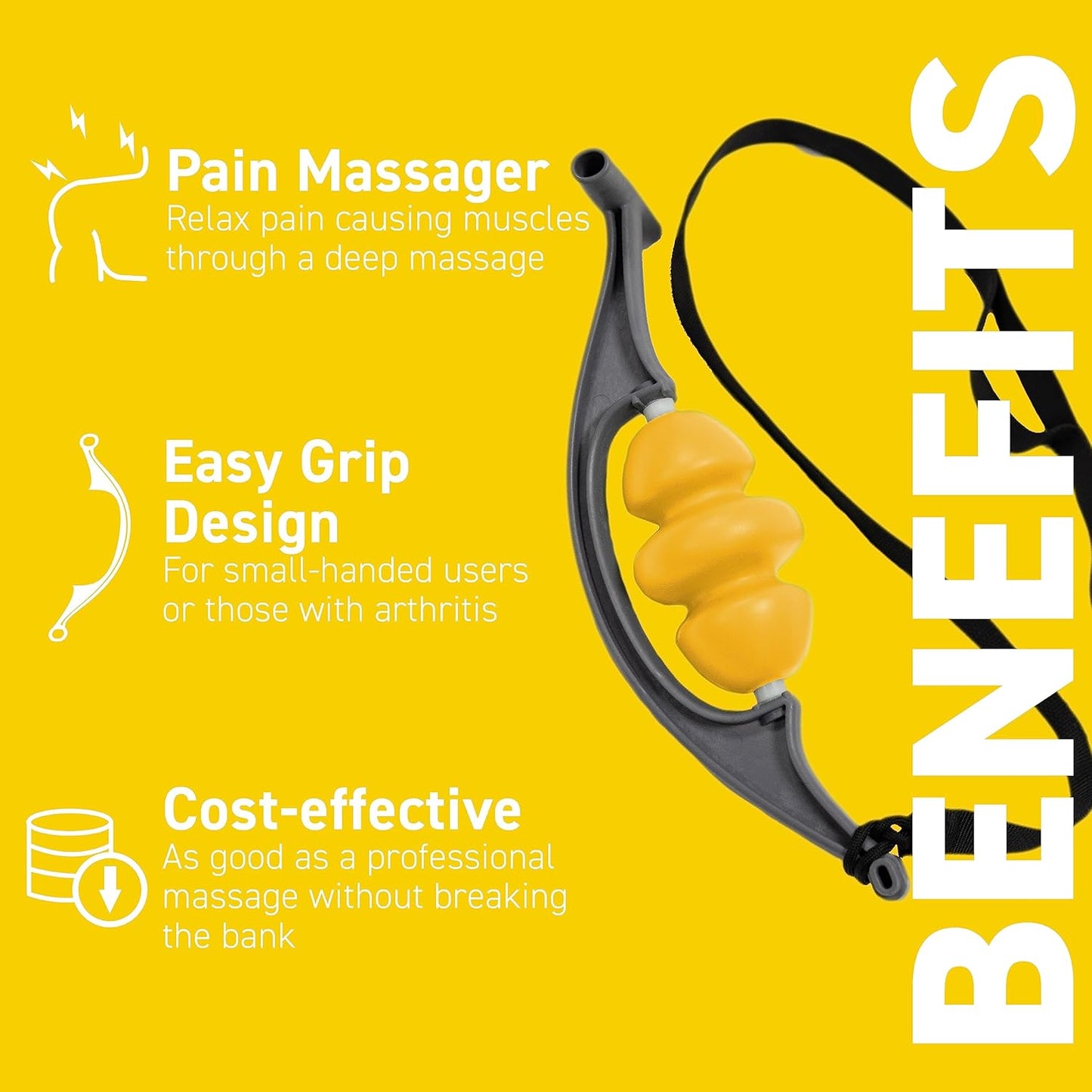 Rolflex Rollit | Ultimate Shoulder & Trap Massage Tool for Myofascial Release - Yellow, Firm Roller