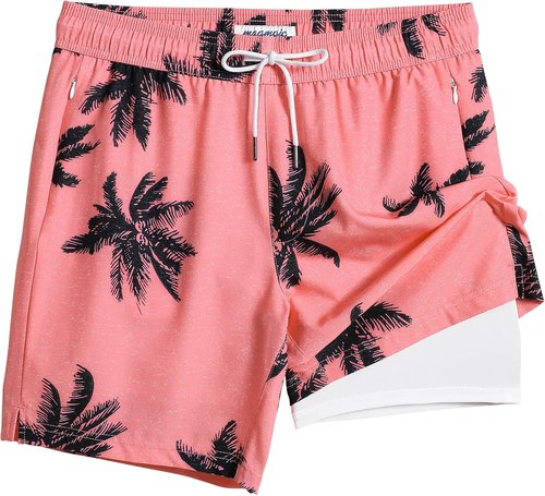Maamgic Men's Swim Trunks - 2 in 1 7-Inch Board Shorts for Comfort & Style